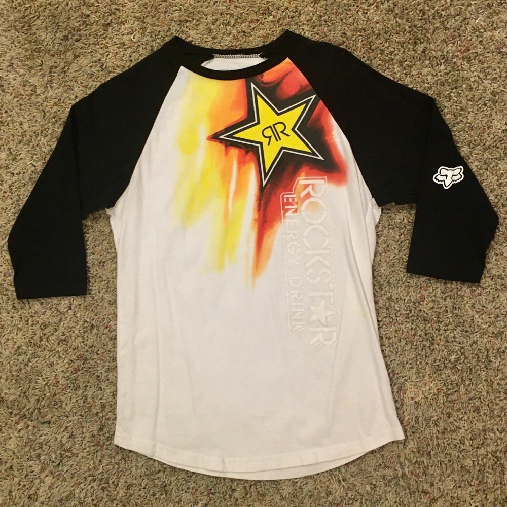 ROCK STAR ENERGY DRINK -FOX RACING 3/4 SLEEVE T-SHIRT